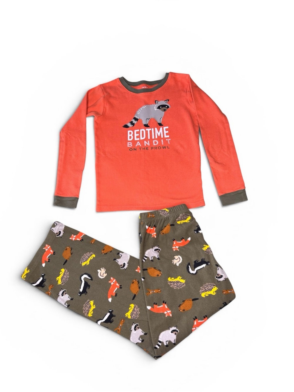 Carter’s 2-Piece Pajama Set Bedtime Bandit Raccoon Woodland Animals Size 10